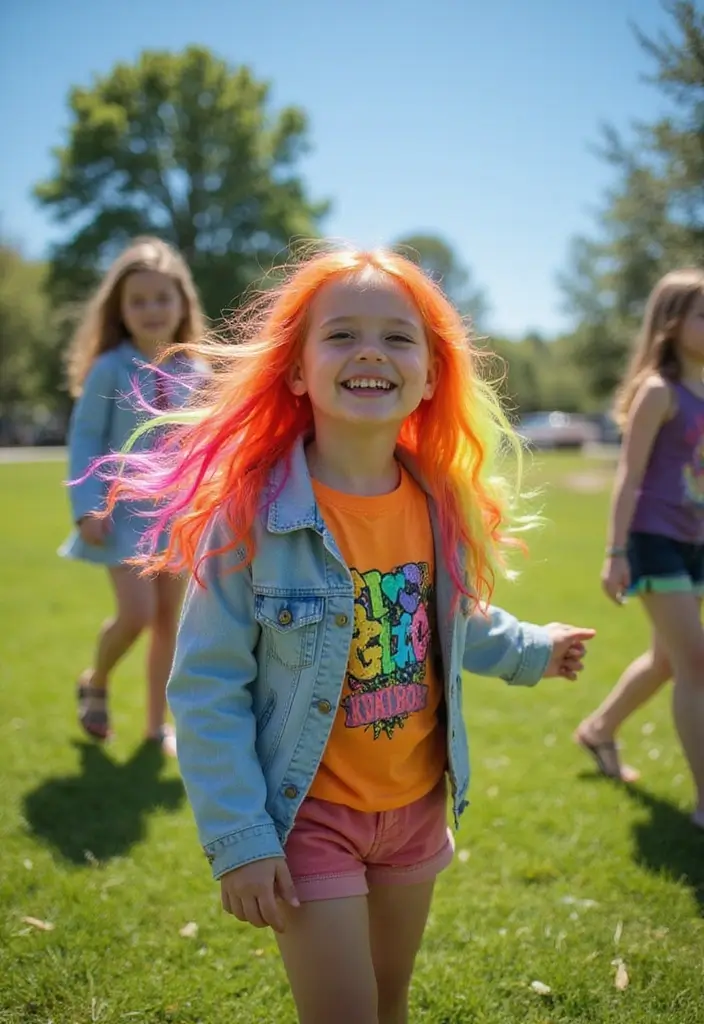 26 Fun Hairstyles Kids Will Enjoy Wearing - 10. Rainbow Hair Extensions