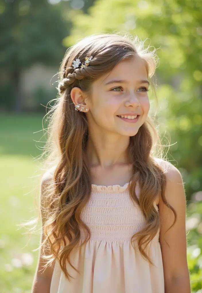 26 Fun Hairstyles Kids Will Enjoy Wearing - 21. Layered Half-Up Braid