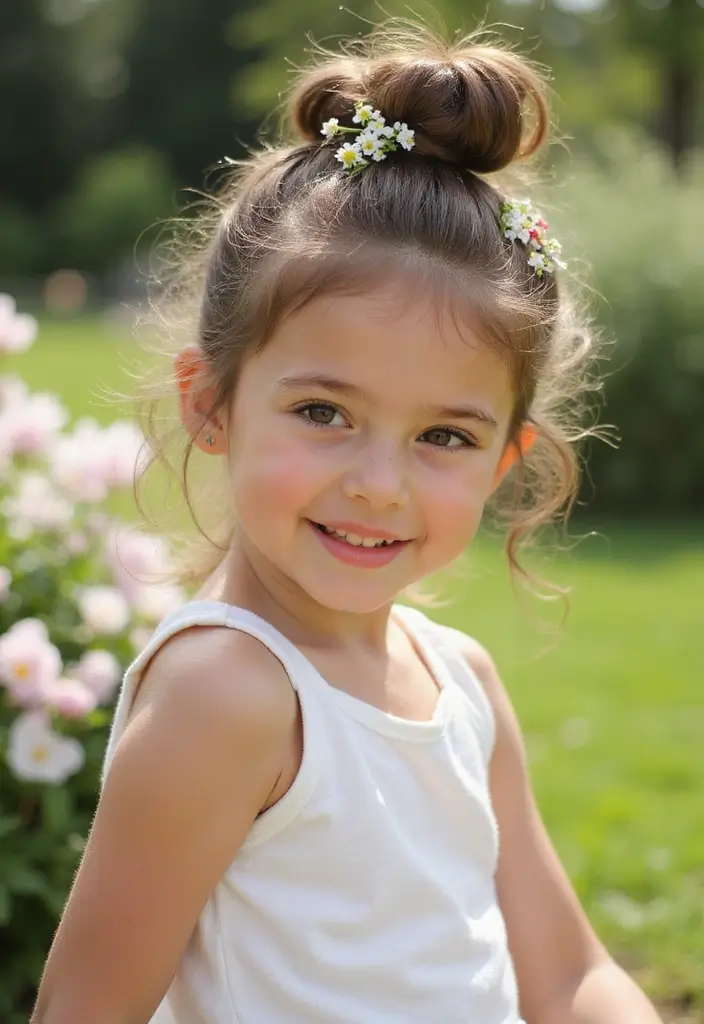 26 Fun Hairstyles Kids Will Enjoy Wearing - 25. The Charming Chignon
