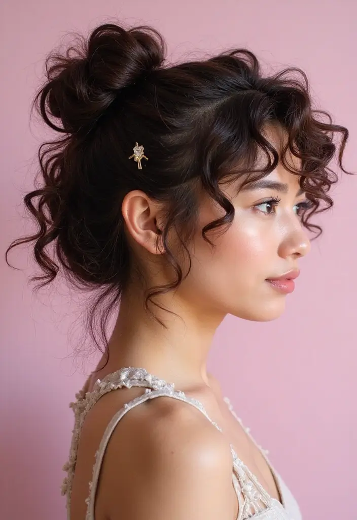 26 Gorgeous Hairstyles Curly Hair Looks to Try - 2. Half-Up Curly Bun
