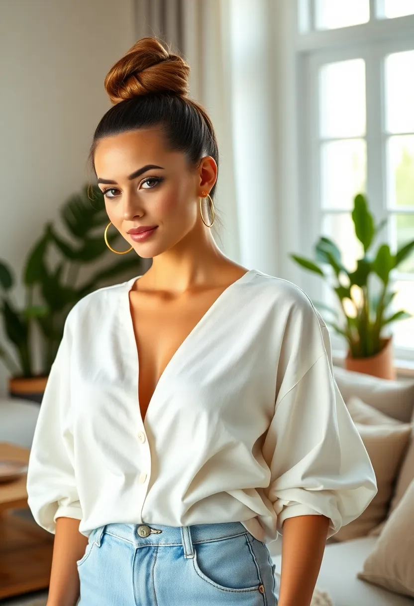 26 Hair Styles Easy Looks for Busy Days - 13. Simple Top Knot