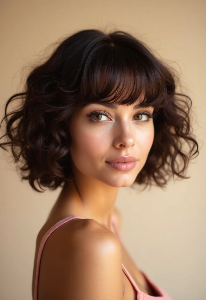 26 Hair Styles Short Hair That Look Amazing - 21. The Curly Fringe