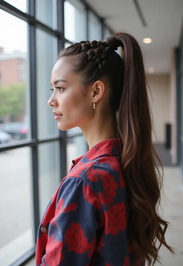 26 Hair Styles Updos That Wow at Any Occasion - 13. Sleek High Ponytail with Braids