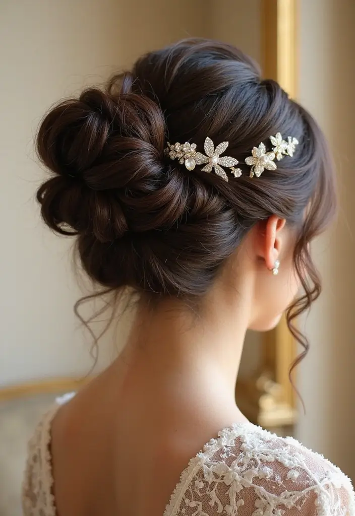 26 Hair Styles Updos That Wow at Any Occasion - 9. Textured Bun with Hair Accessories