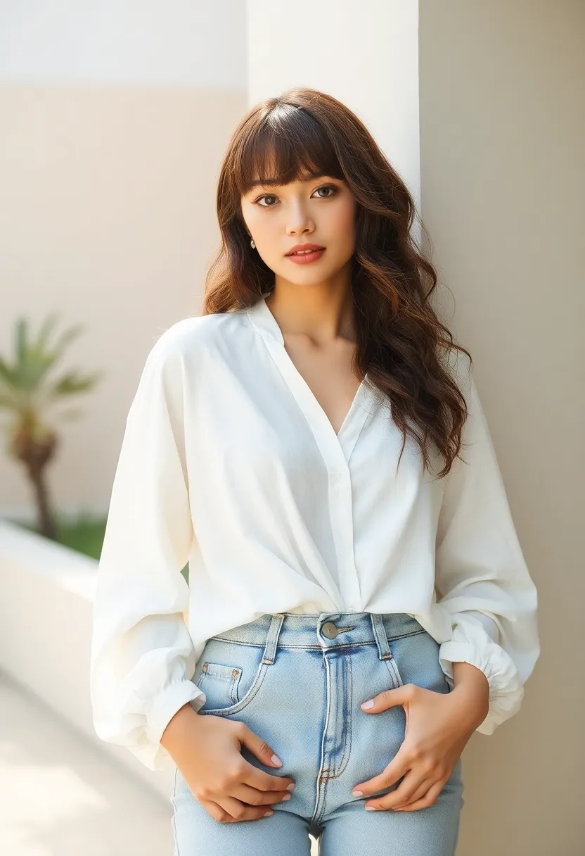 26 Haircut Long Layers to Add Dimension - 13. Layered Curtain Bangs