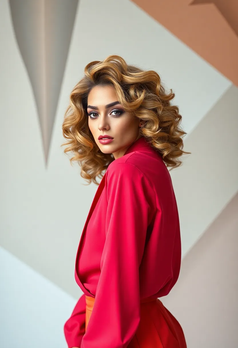 26 Haircut Long Layers to Add Dimension - 25. Layered Curls with Geometric Shapes