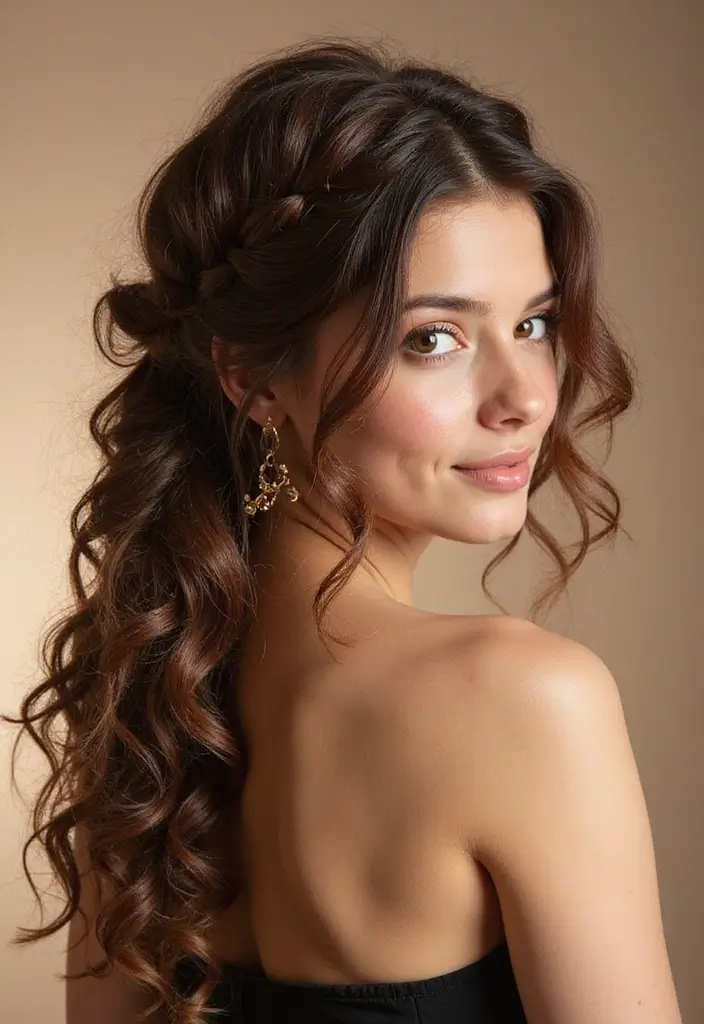 26 Haircut Round Face Styles to Flatter Your Features - 12. Curly Fishtail Braid