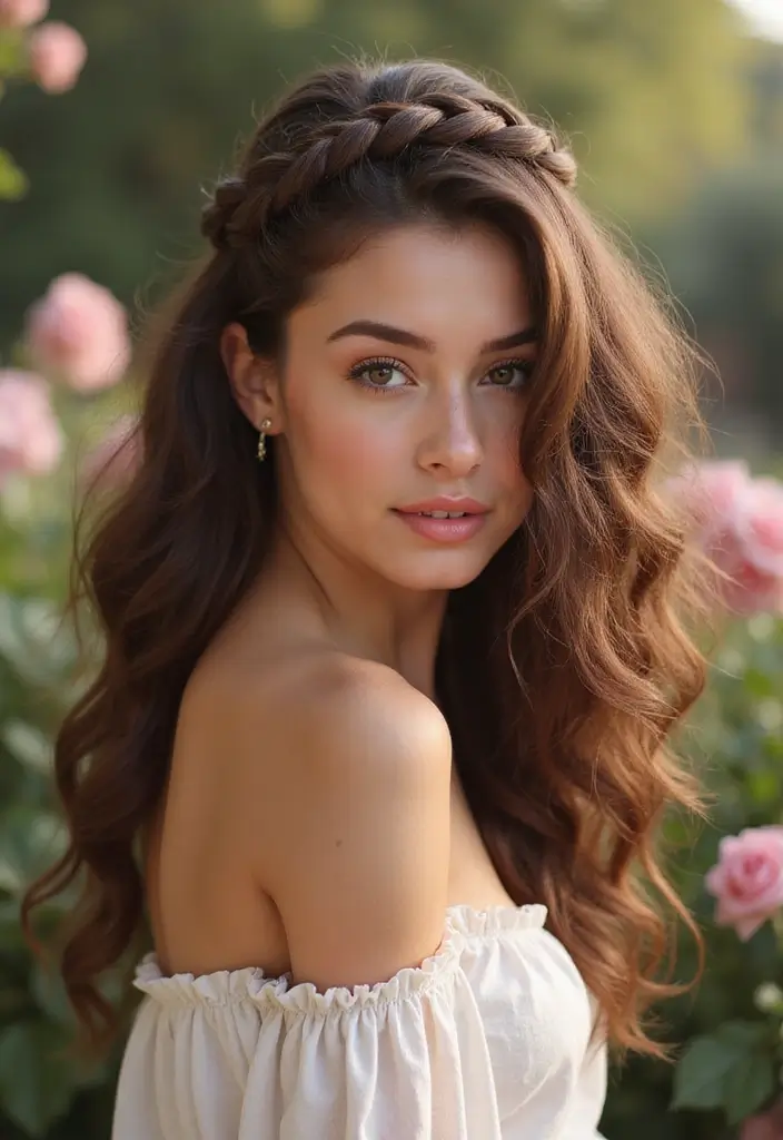26 Haircut Round Face Styles to Flatter Your Features - 16. Braided Crown for Curly Hair