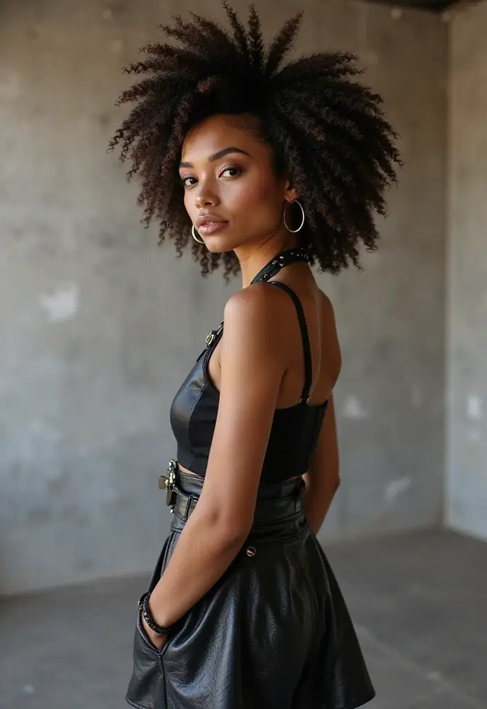26 Haircut Round Face Styles to Flatter Your Features - 25. Curly Mohawk