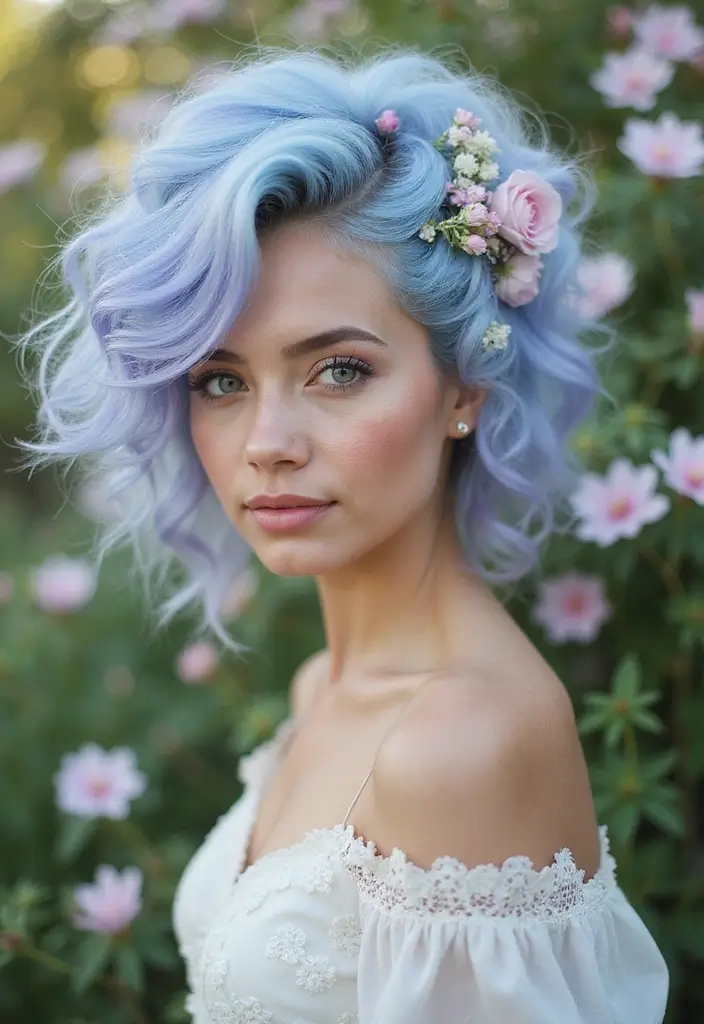 26 Haircut and Color Combos That Are Trending - 24. Curly Updo with Soft Pastels