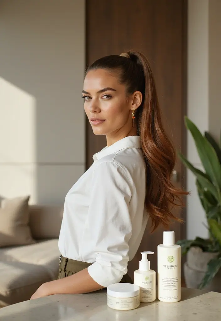 26 Haircut and Color Combos That Are Trending - 25. Sleek Ponytail with Rich Highlights