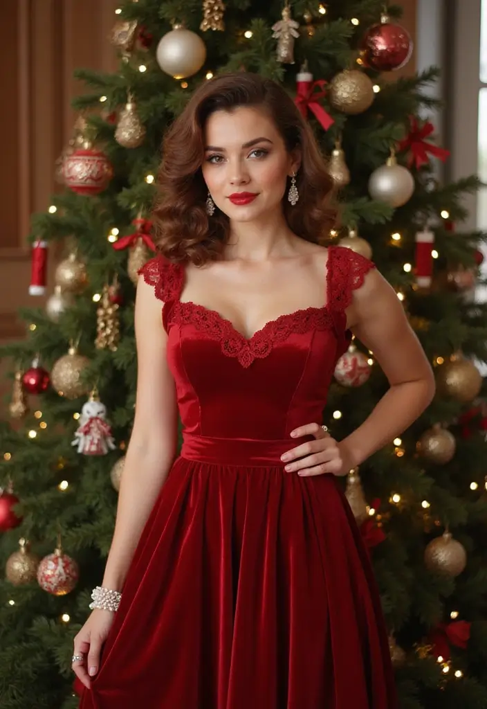 26 Hairstyles for Christmas Party That Stand Out - 11. Vintage Pin-Up Curls