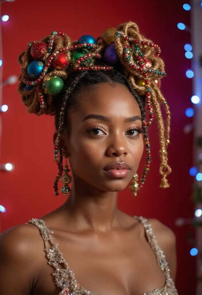 26 Hairstyles for Christmas Party That Stand Out - 24. Artistic Knot with Beads