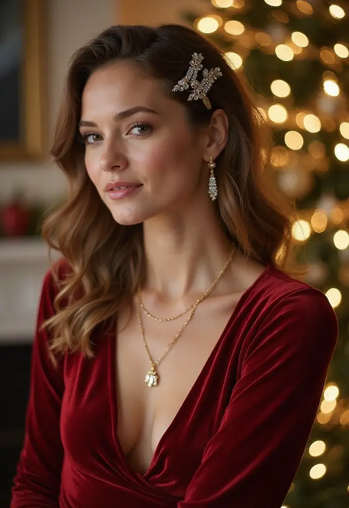 26 Hairstyles for Christmas Party That Stand Out - 5. Sparkling Half-Up, Half-Down