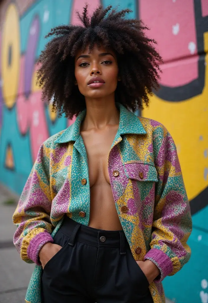 26 Layered Haircuts for Curly Hair That Add Volume - 4. Layered Afro with Bold Fringe