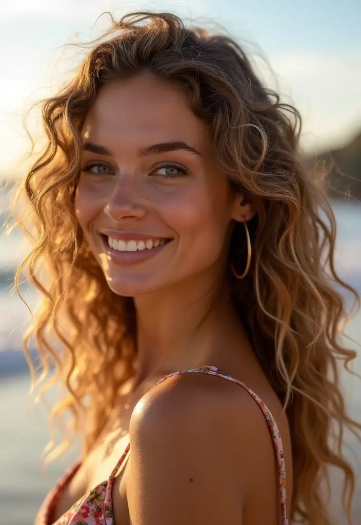 26 Popular Hairstyles Short That Make a Statement - 17. Curly Beach Waves