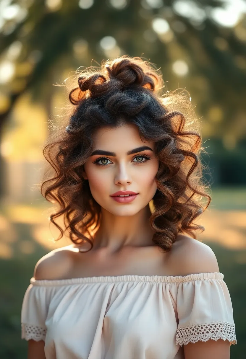 26 Short Butterfly Haircut Styles to Try Now - 12. Messy Curly Bun