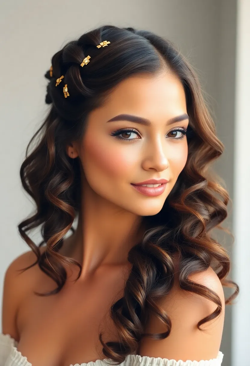 26 Short Butterfly Haircut Styles to Try Now - 17. Curly Half-Up Half-Down