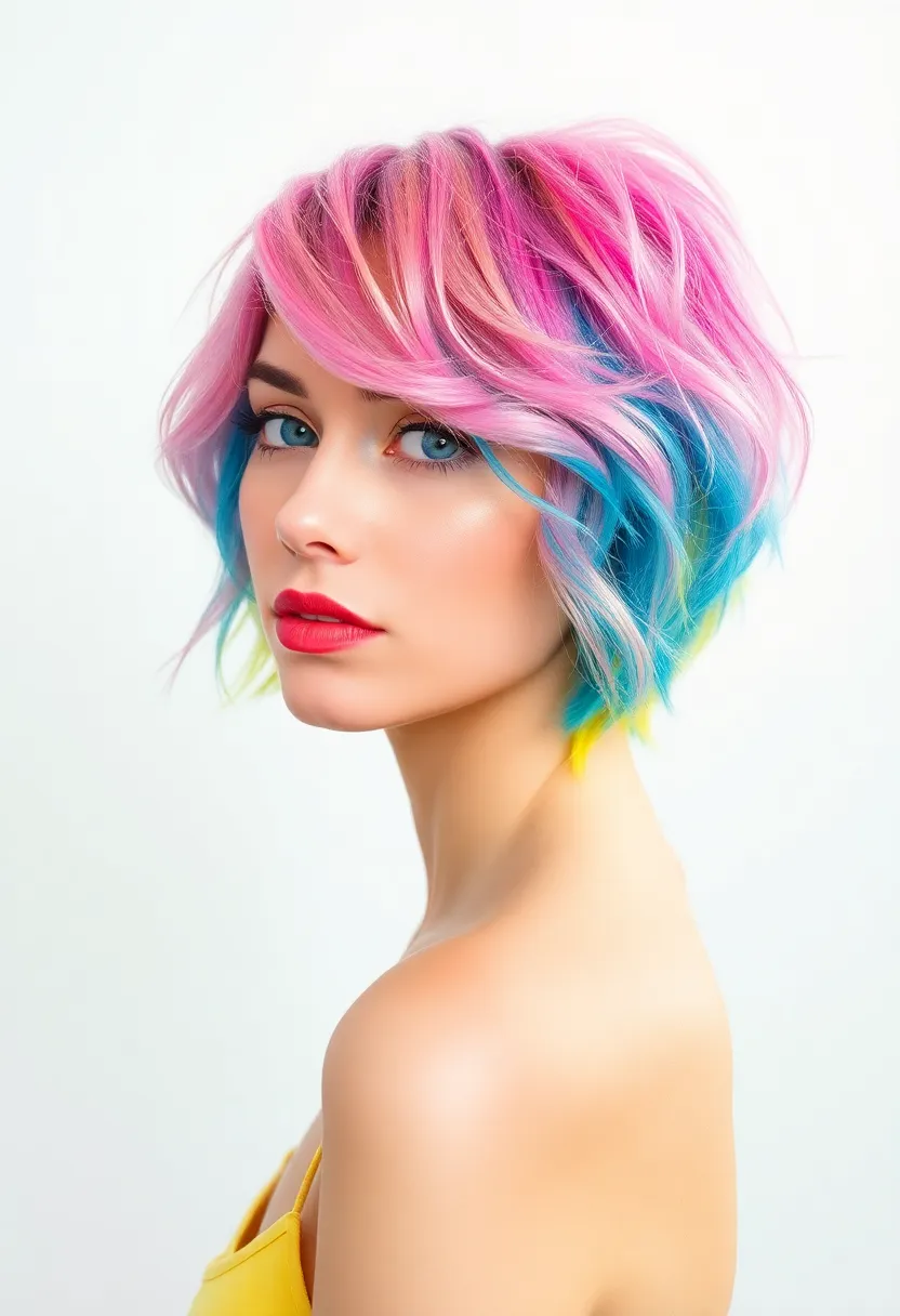 26 Short Butterfly Haircut Styles to Try Now - 19. Fun Color Blocks
