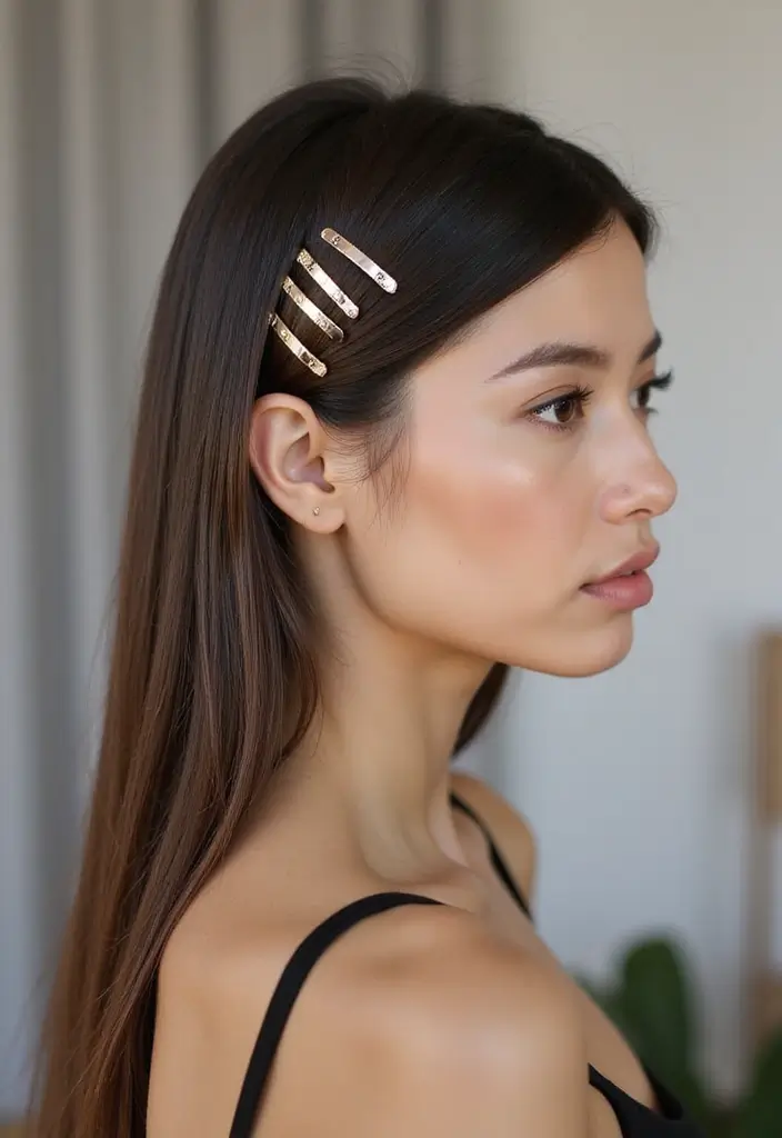 26 Simple Hairstyles That Look Effortlessly Chic - 25. Minimalist Hair Clip Style