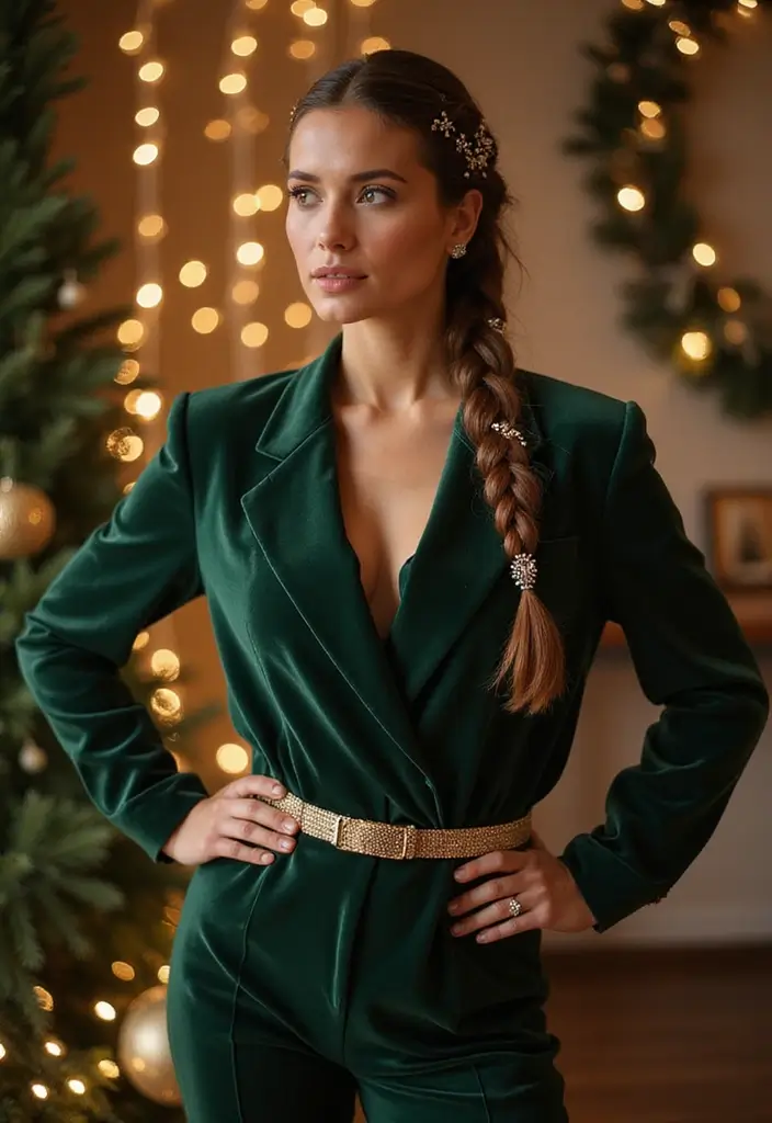 27 Christmas Hairstyles for Medium Hair That Are Festive - 15. Glittery Sleek Braid