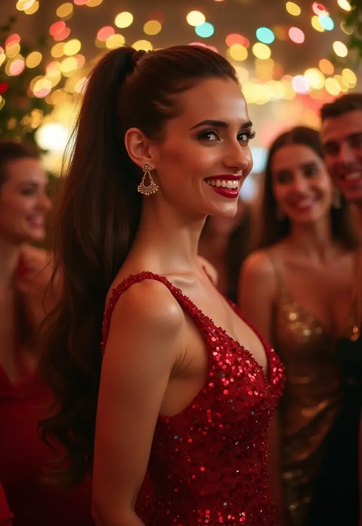 27 Christmas Hairstyles for Medium Hair That Are Festive - 21. Voluminous High Ponytail