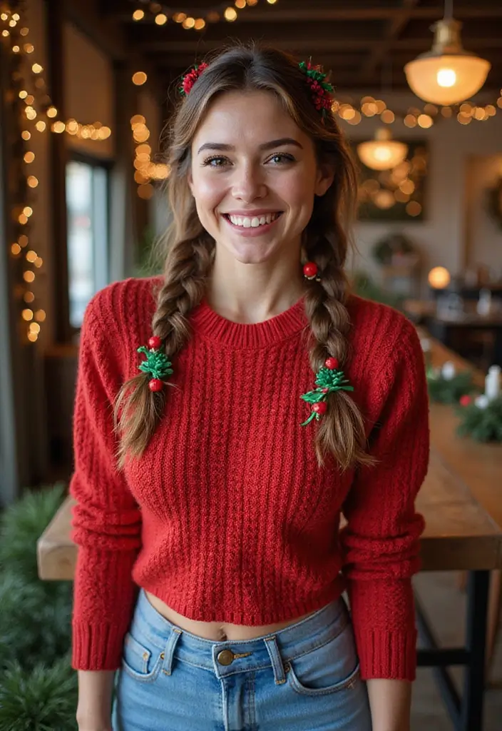 27 Christmas Hairstyles for Medium Hair That Are Festive - 7. Dutch Braid Pigtails