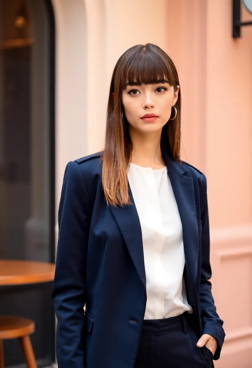 27 Elegant Hairstyles Straight Hair Beauties Will Adore - 21. Chic Blunt Bangs