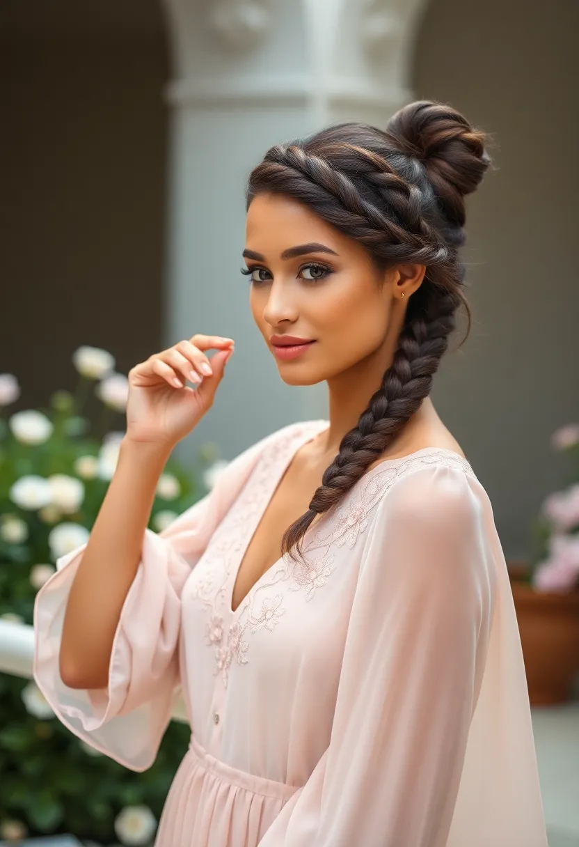 27 Elegant Hairstyles Straight Hair Beauties Will Adore - 26. Side Braided Bun