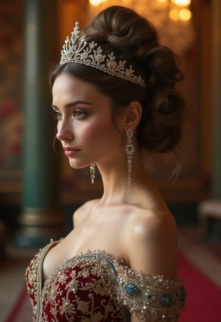 27 Hair Styles Drawing Ideas for Creative Inspiration - 6. Elegant Royal Coiffure