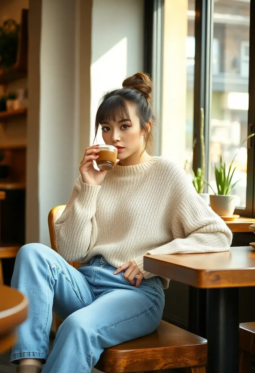 27 Hair Styles with Bangs That Frame Perfectly - 21. Messy Bun with Bangs
