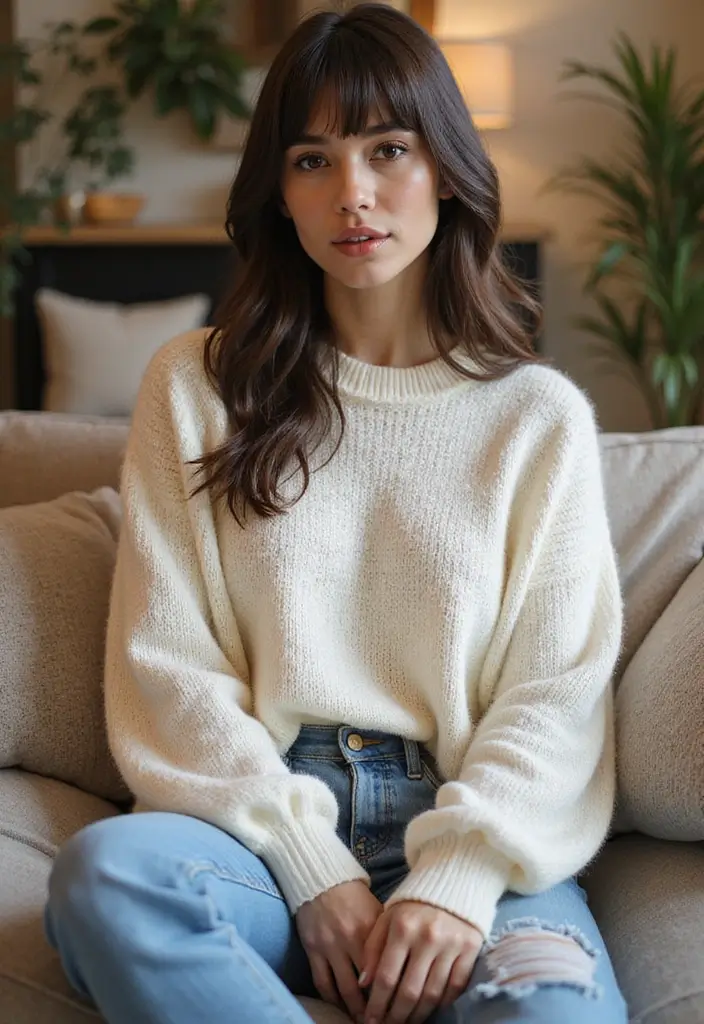 27 Hair Styles with Bangs That Frame Perfectly - 9. Textured Bangs Look