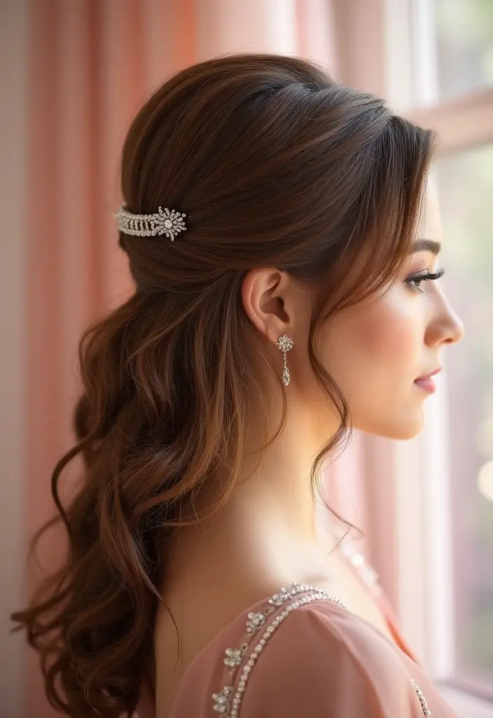 27 Haircut Layers That Add Volume and Style - 18. Layered Half-Updo