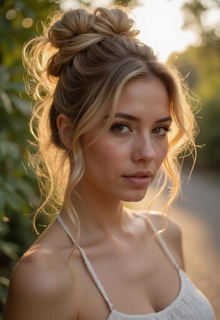 27 Haircut Layers That Add Volume and Style - 23. Layered Messy Bun
