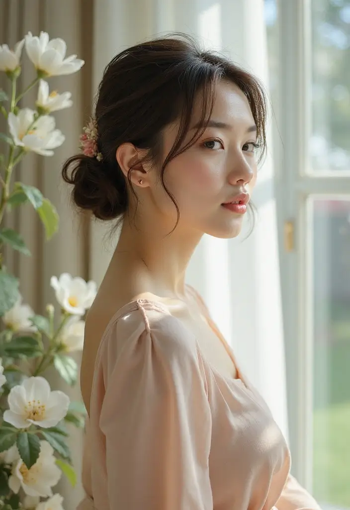 27 Hairstyles for Thin Hair Round Face That Flatter - 1. The Chic Messy Bun