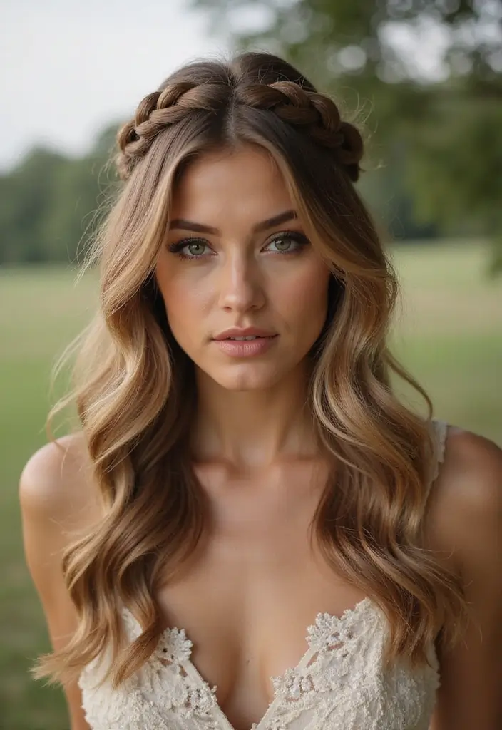 27 Hairstyles for Thin Hair Round Face That Flatter - 18. Twisted Crown Braid
