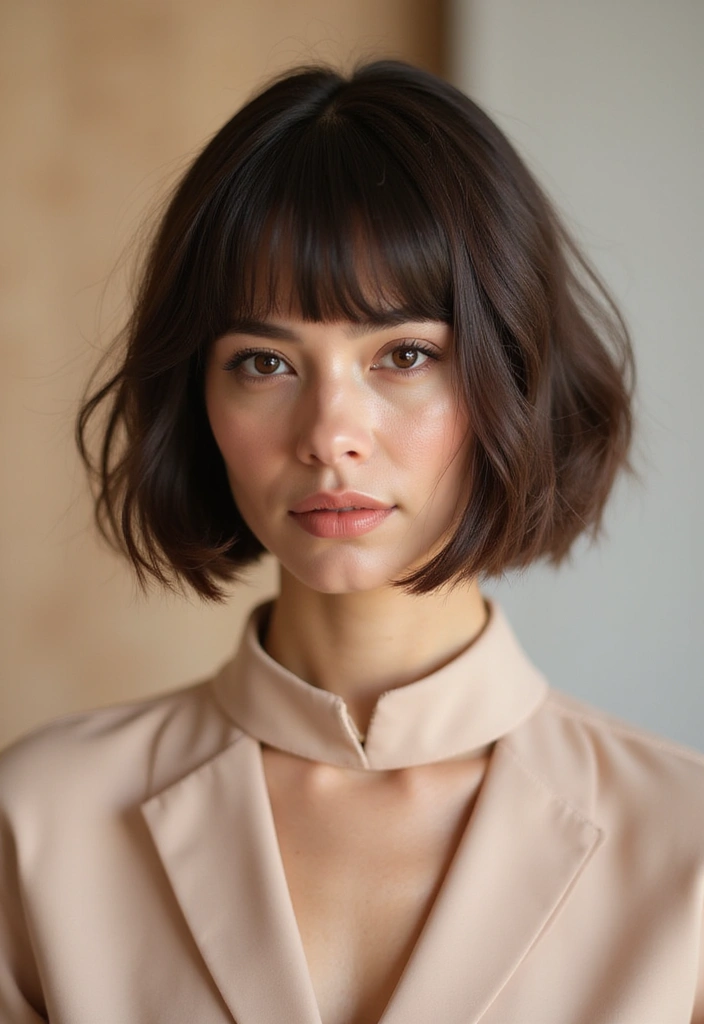 27 Hairstyles for Thin Hair Round Face That Flatter - 19. Classic Bob with Fringe