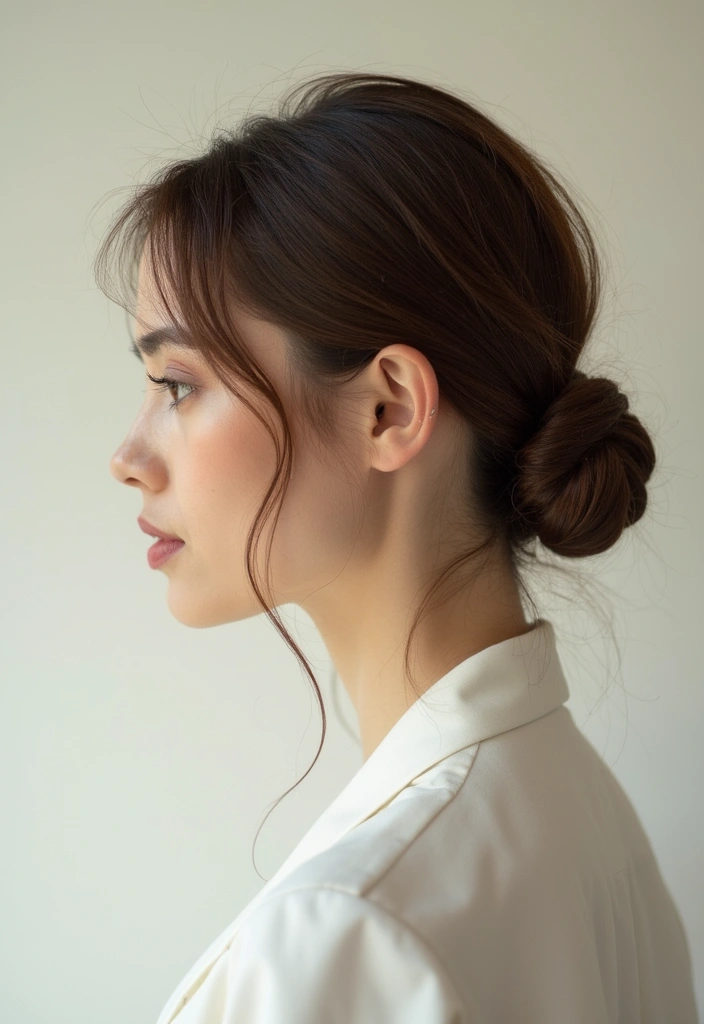 27 Hairstyles for Thin Hair Round Face That Flatter - 20. Twisted Low Bun