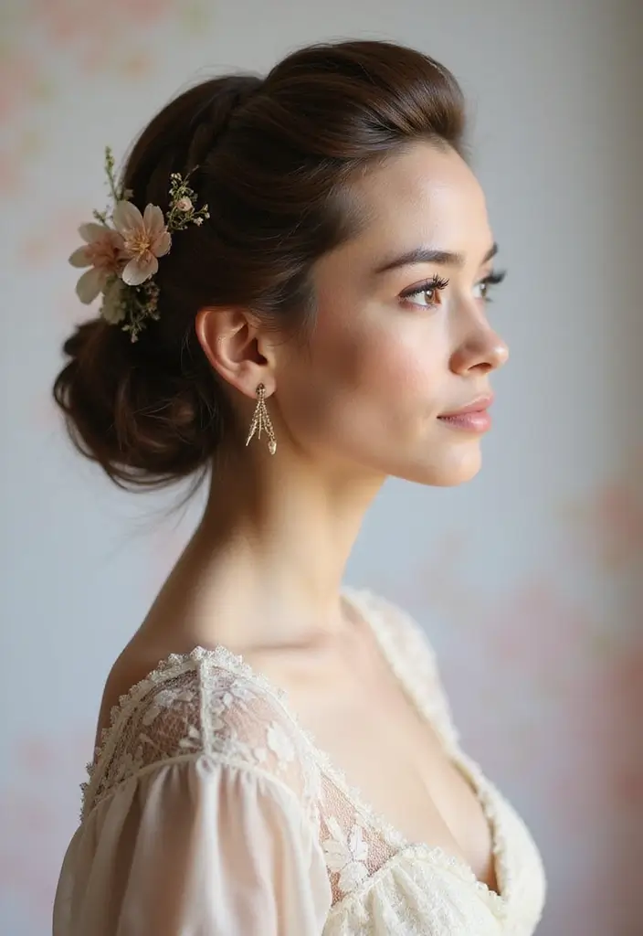 27 Hairstyles for Thin Hair Round Face That Flatter - 22. Vintage Updo