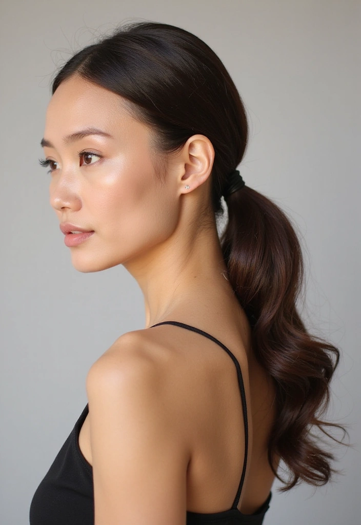 27 Hairstyles for Thin Hair Round Face That Flatter - 24. Low Side Ponytail