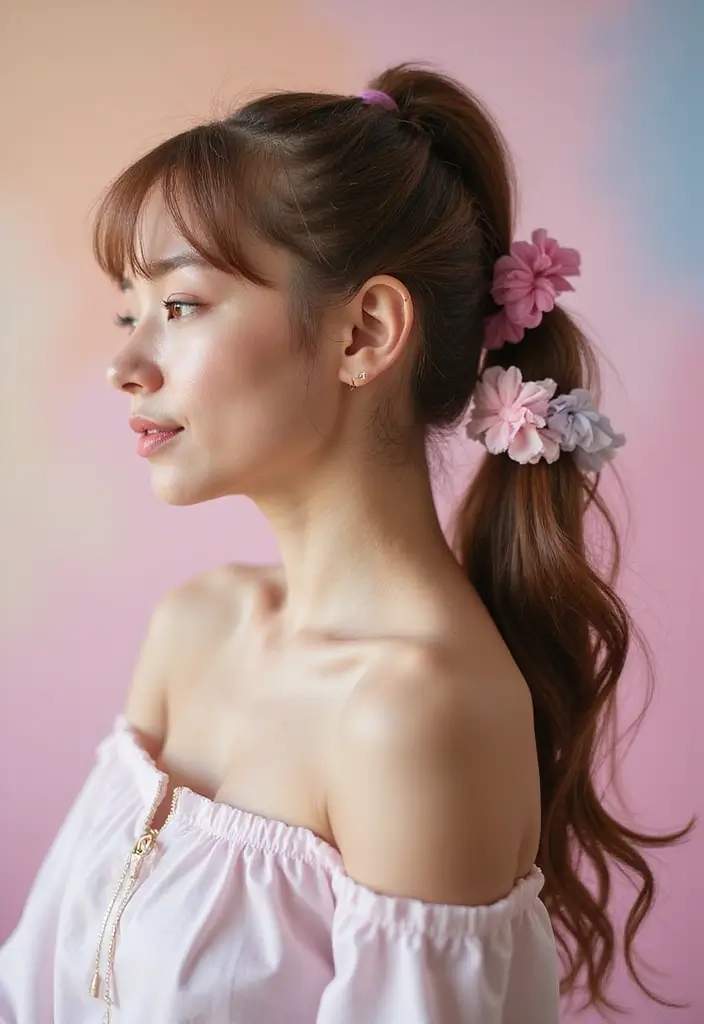 27 Hairstyles for Thin Hair Round Face That Flatter - 25. Bubble Ponytail
