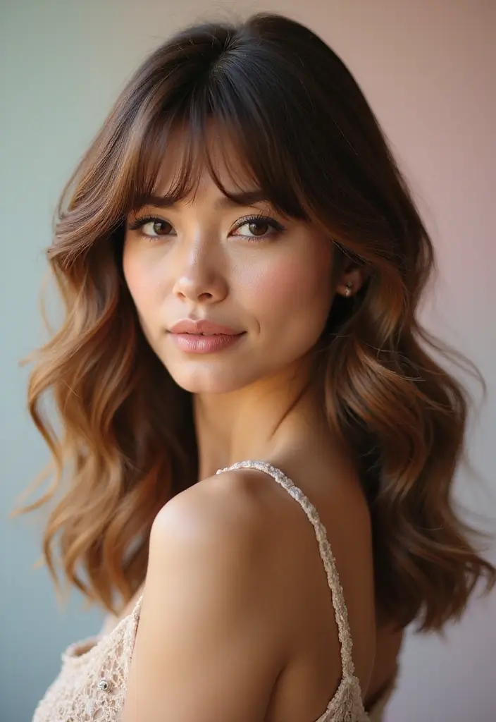 27 Hairstyles for Thin Hair Round Face That Flatter - 4. Side-Swept Bangs