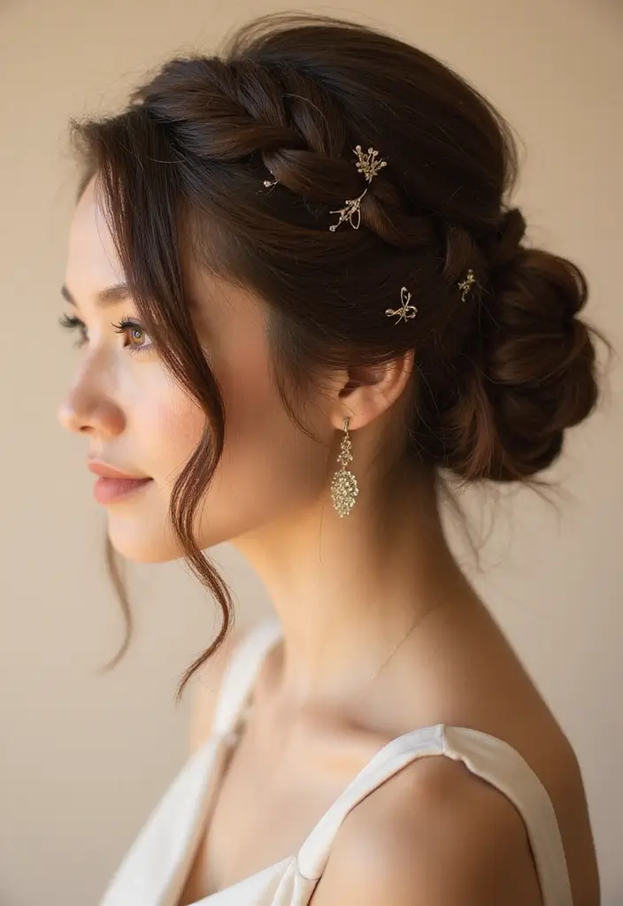 27 Hairstyles for Thin Hair Round Face That Flatter - 5. Elegant Updo with Braids