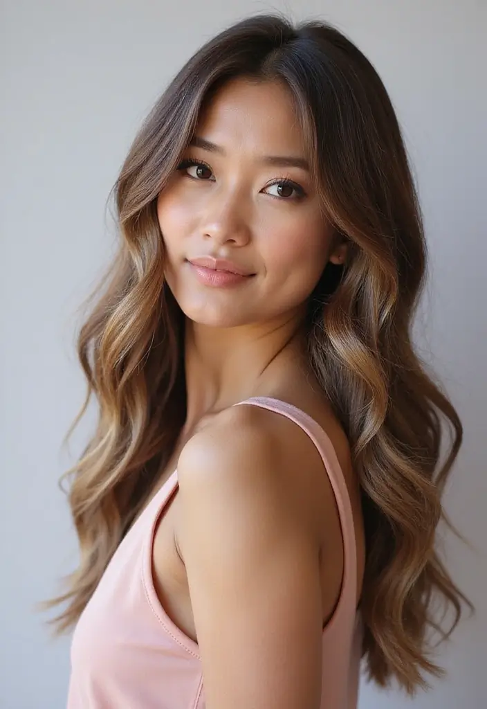27 Hairstyles for Thin Hair Round Face That Flatter - 6. Soft Waves with Deep Side Part