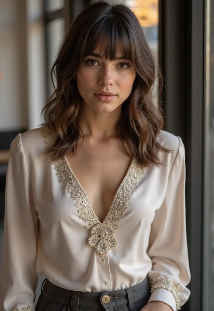 27 Hairstyles for Thin Hair Short That Add Volume - 18. Long Bangs with Short Layers