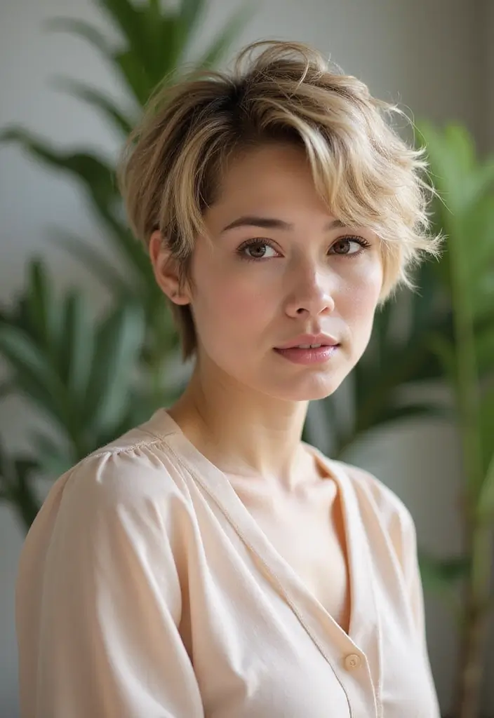 27 Hairstyles for Thin Hair Short That Add Volume - 2. Layered Pixie Cut