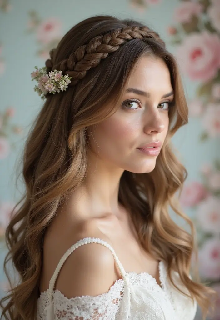 27 Hairstyles for Thin Hair Short That Add Volume - 25. The Halo Braid