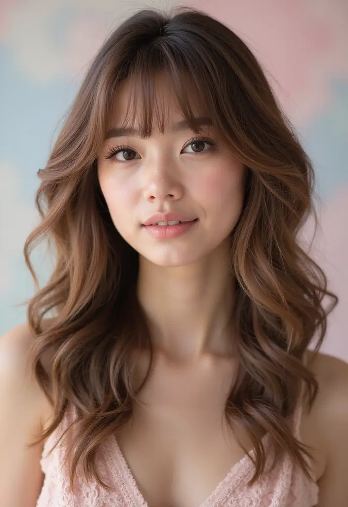 27 Medium Length Haircuts with Layers and Bangs That Flatter - 12. Layered Curls with Soft Fringe