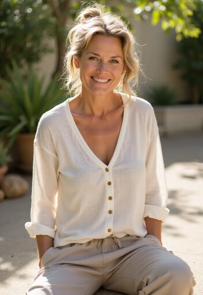 27 Medium Shaggy Hairstyles for Over 60 That Shine - 10. Messy Bun with Shaggy Layers