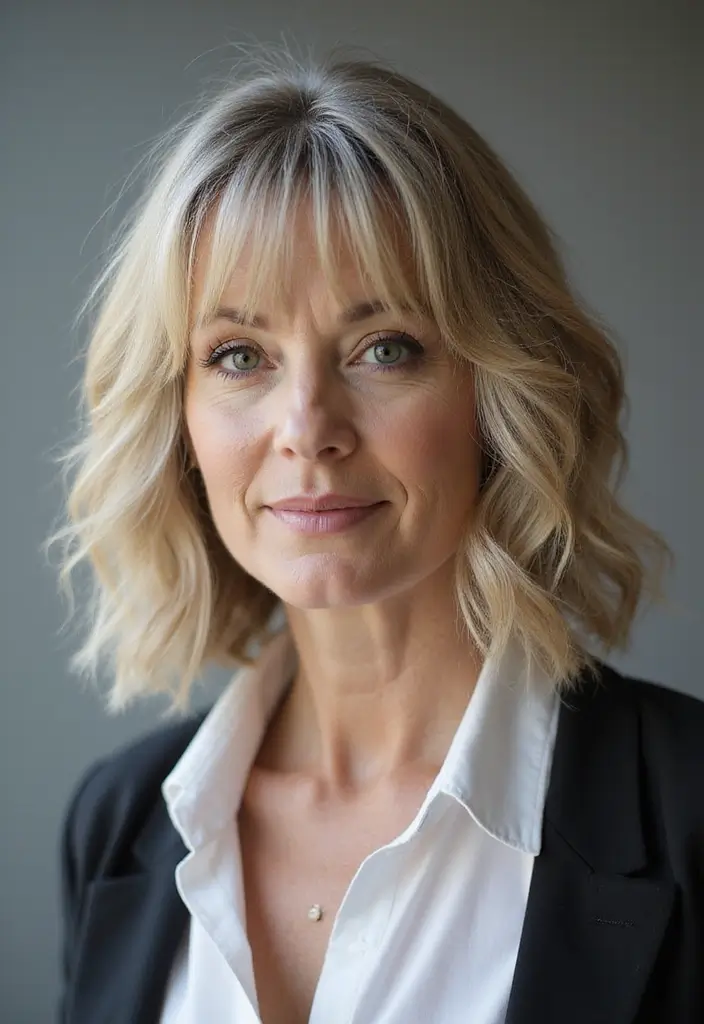 27 Medium Shaggy Hairstyles for Over 60 That Shine - 2. Shaggy Bangs with Layers